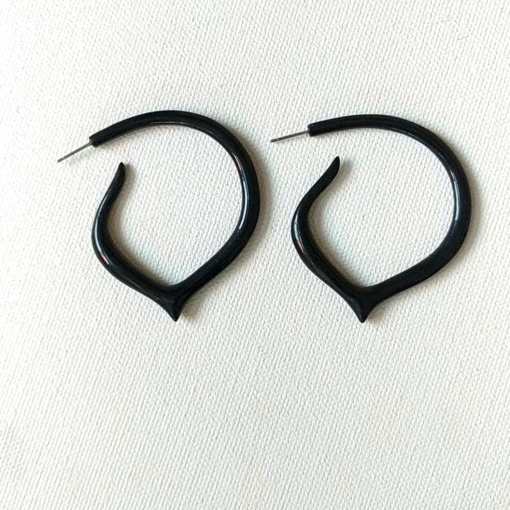 Tribal black metal hoop earrings